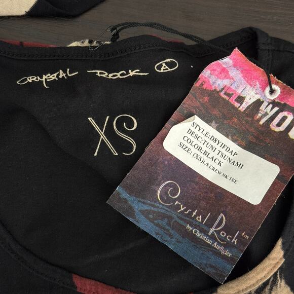 Christian Audigier Crystal Rock Shirt Women XS Y2K Tuni Tsunami Rhinestone Tunic - Picture 3 of 11